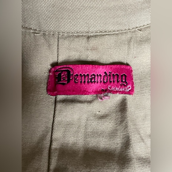 Demanding Say What? Flared Double Breasted Women's Cotton Trench Jacket VTG RARE - Picture 3 of 7